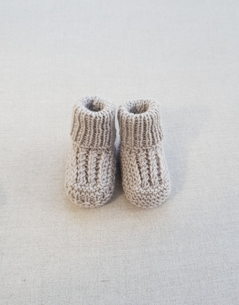 Knitted by Nana Cuffed Booties Pearl