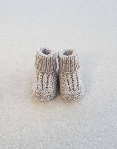 Knitted by Nana Cuffed Booties Stone