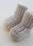 Knitted by Nana Cuffed Booties Stone