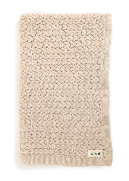 Uimi Ruby Crochet Stitch Merino Blanket. Size: Cot. Colour: Antique