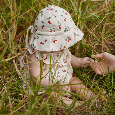 Nature Baby Muslin Sun Hat Strawberry Blush Print