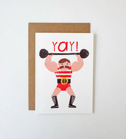 Florence Fry Circus Strongman Yay Card