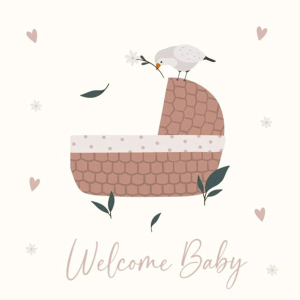 Petite Vous Welcome Baby Basket Bird Card