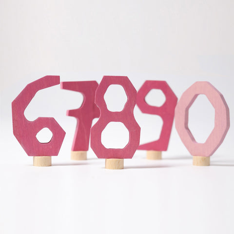 Grimm's Decorative Numbers Set 6 7 8 9 0 Pink
