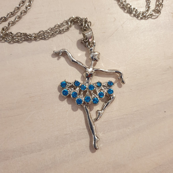 Elpida Rhinestone Blue Ballerina Necklace