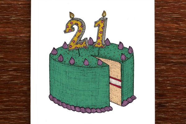 The Nonsense Maker 21st Birthday Cake Card