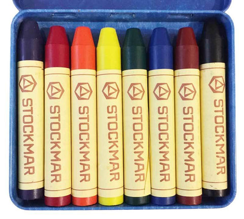 Stockmar Wax Crayons 8 Sticks in Tin With Black
