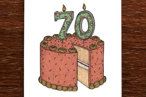 The Nonsense Maker 70 Birthday Cake Card