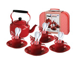 Picnic Set Red Enamel with Kettle