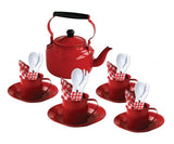 Picnic Set Red Enamel with Kettle