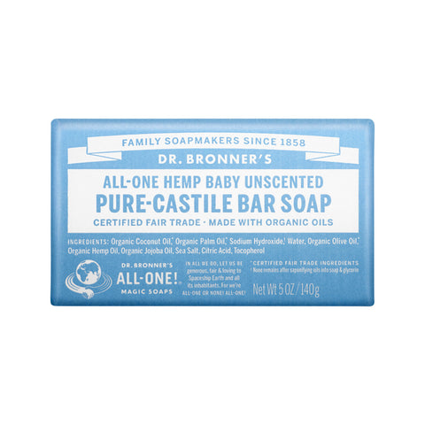 Dr Bronner's Pure-Castile Bar Soap (Hemp All-One) Baby Unscented 140g