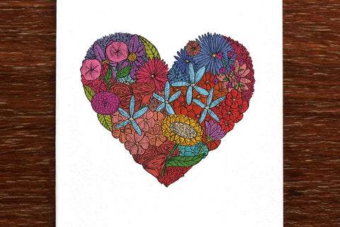 The Nonsense Maker Heart of Flowers Card