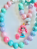 Red Bobble Pink Mermaid Necklace