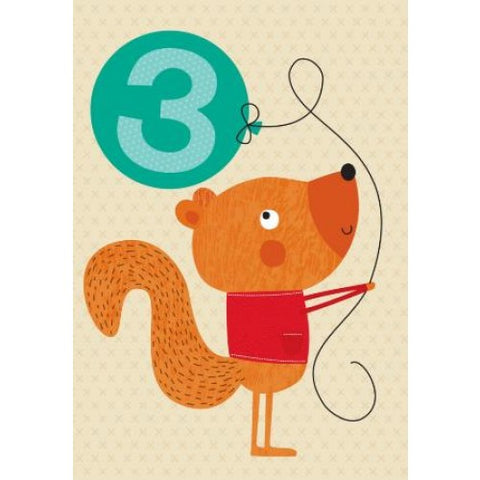 Little Red Owl Card - Three Squirrel Birthday Card