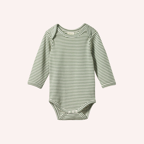 Nature Baby L/S Cotton Bodysuit - Nettle Stripe