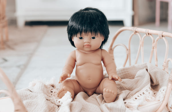 Paola Reina Gordis Asian Baby Boy Doll with Hair: Ken