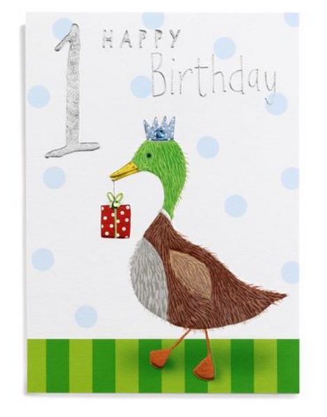 Janie Wilson Sugar and Spice Duck 1st Birthday Card