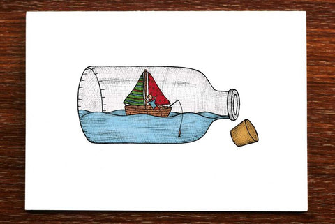The Nonsense Maker Ship in a Bottle Card