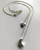 Elpida Star and Moon Silver Plated Necklace