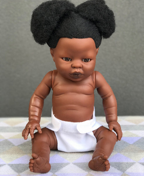 Belonil Tiny Black Baby Girl w Pigtails