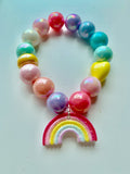 Red Bobble Bunny Rainbow Bracelet