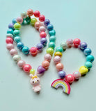 Red Bobble Bunny Rainbow Bracelet