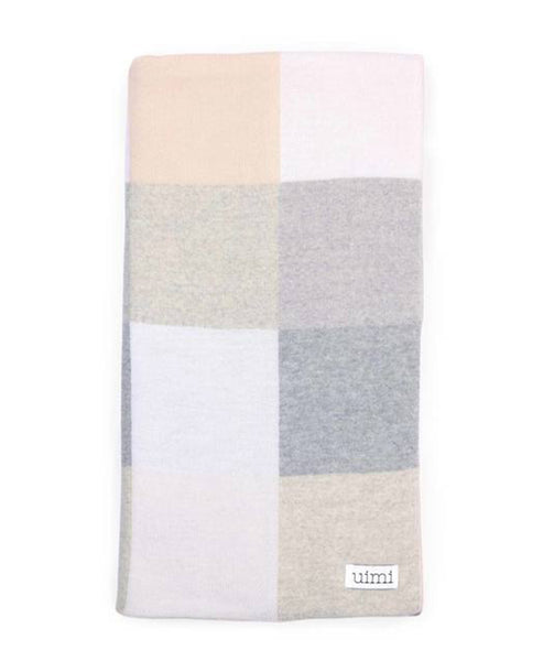 Uimi Frankie Double Sided Patchwork Merino Blanket. Size: Bassinet. Colour: Silver