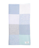 Uimi Frankie Double Sided Patchwork Merino Blanket. Size: Bassinet. Colour: Sky