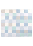 Uimi Frankie Double Sided Patchwork Merino Blanket. Size: Bassinet. Colour: Sky