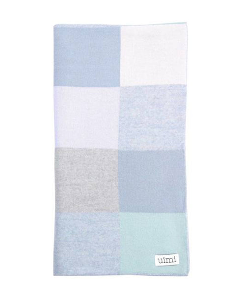 Uimi Frankie Double Sided Patchwork MERINO Blanket: Cot: Sky