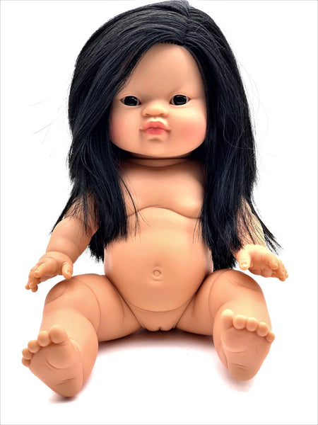 Paola Reina Gordis Asian Baby Girl Doll with Hair: Holland