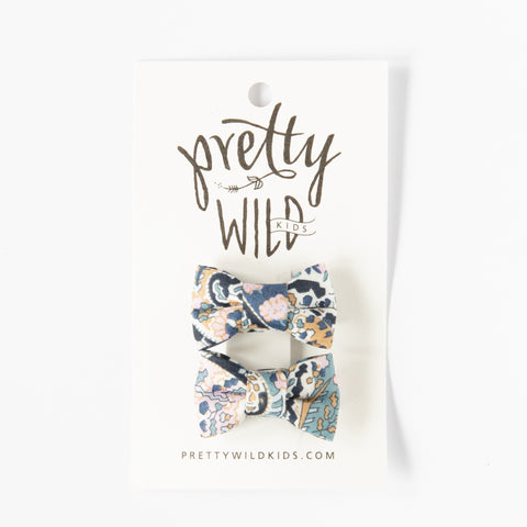 Pretty Wild Katie Twin Bow Clip Liberty English Paisley