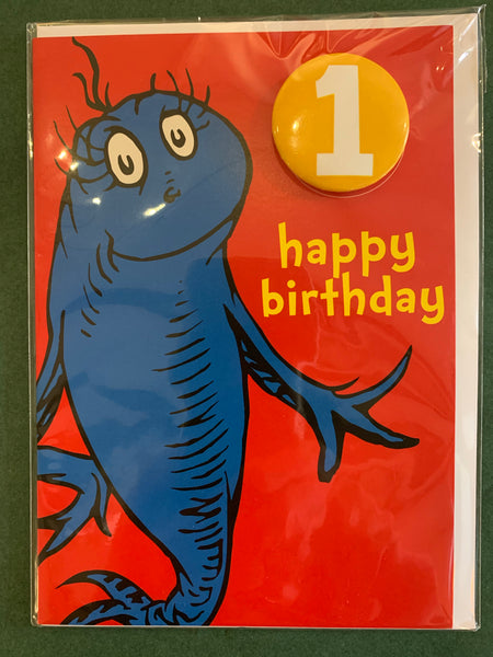 Hype Dr Suess Fish 1 Badge First Birthday Card