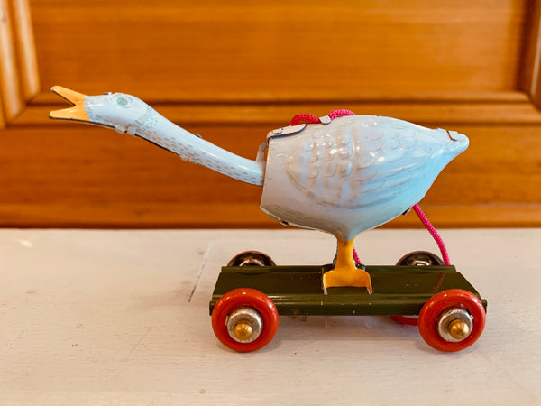 St John Tin Toy Collection Series Miniature Ornament - Goose on wheels