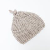 Knitted by Nana Top Knot Beanie - Stone