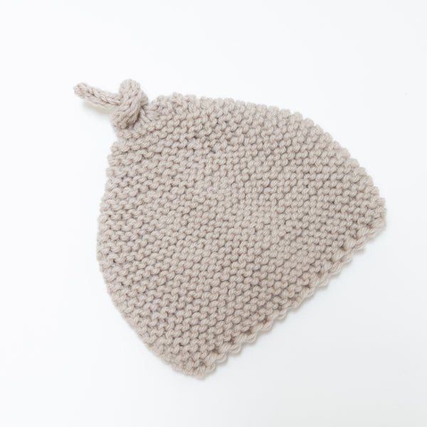 Knitted by Nana Top Knot Beanie - Stone
