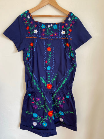 Miss Penelope Floral Embroidery Jumpsuit Navy