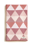 Uimi Indiana Double Sided Triangle Blanket in Merino Wool. Size: Cot. Colour: Rosewood