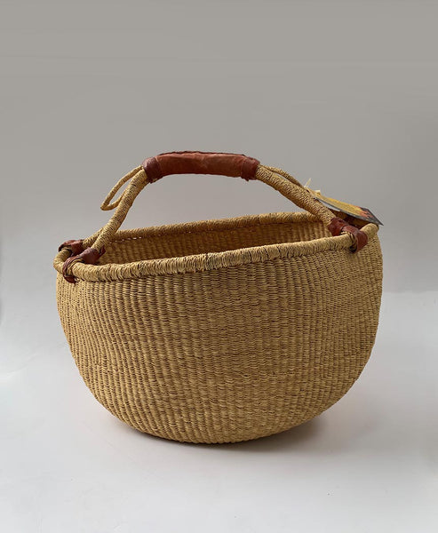 Inside Africa Genuine Hand Woven Round Plain Basket