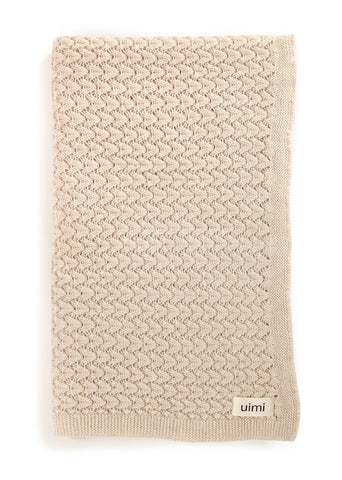 Uimi Ruby Crochet Stitch Merino Blanket. Size: Bassinet. Colour: Antique
