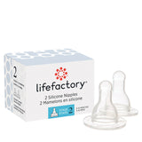 LifeFactory Silicone Nipple Stage 2 (for 120ml and 265ml Glass Bottles) 2 Pack