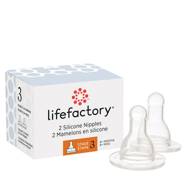 LifeFactory Silicone Nipple Stage 3 (for 120ml and 265ml Glass Bottles) 2 Pack