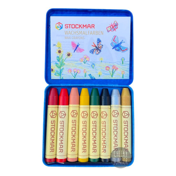 Stockmar Wax Crayons 8 Sticks in Tin Supplementary with Gold and Silver