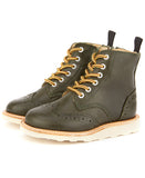Young Soles Sidney Brogue Leather Boot - Hunter Green